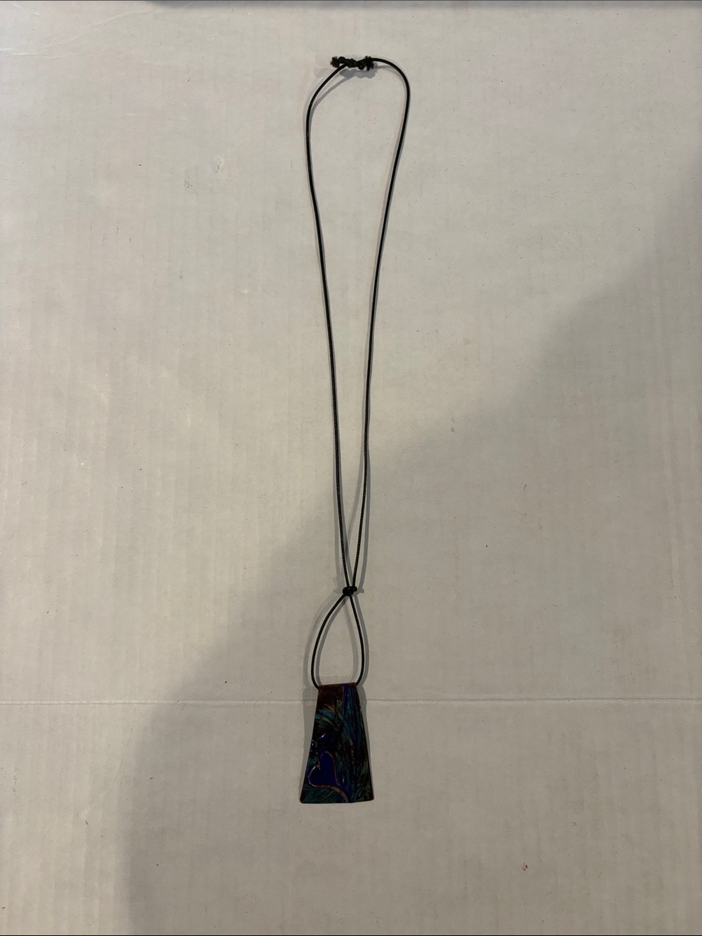 Everyday Black Cord Necklace with Multicolor Pendant